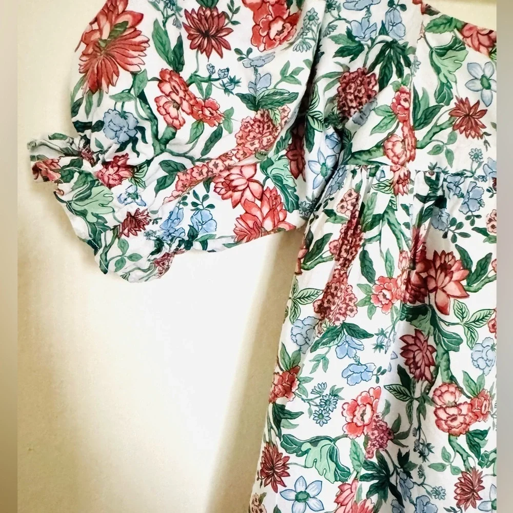 Janie and Jack floral puff sleeve top girls size 12